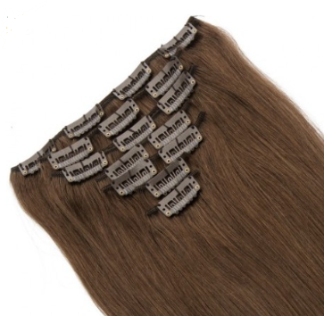 Straight 4# Clip In Medium Brown Hair Extensions