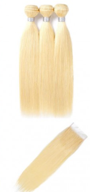 3 Bundles Of 613 Blonde Straight Hair with Closure