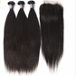 3 Bundles Of Brazilian Straight Hair With Lace Closure