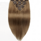 Light Chestnut #8 Straight Clip In Hair Extensions