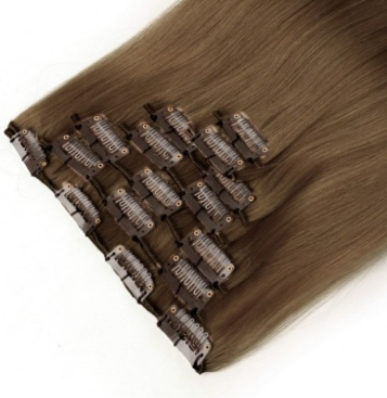 Light Chestnut #8 Straight Clip In Hair Extensions