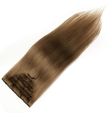 Light Chestnut #8 Straight Clip In Hair Extensions