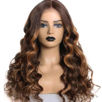 Mix Highlight Color 1B #4 #27 Lace Front Wig