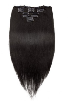 Natural Black 1B Straight Clip In Hair Extensions