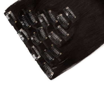 Natural Black 1B Straight Clip In Hair Extensions