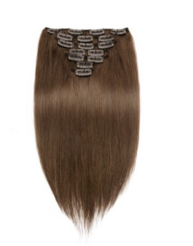 Straight 4# Clip In Medium Brown Hair Extensions