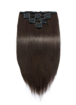 Straight Clip In Dark Brown Hair Extensions