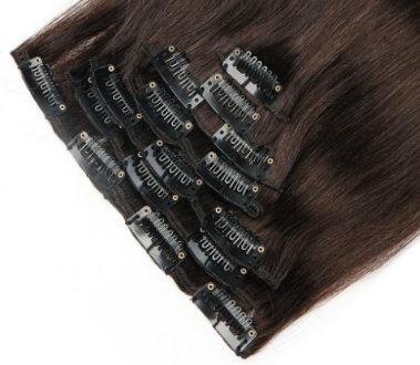 Straight Clip In Dark Brown Hair Extensions