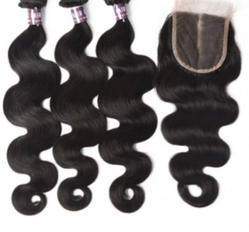 Virgin Peruvian Body Wave Hair 3 Bundles With Lace Closure