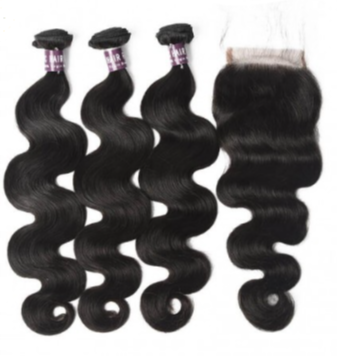 Virgin Peruvian Body Wave Hair 3 Bundles With Lace Closure